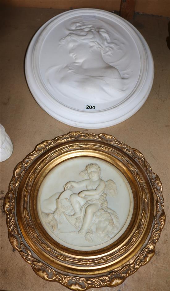 1920s plaster plaque & another